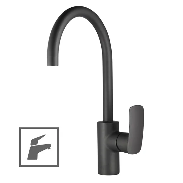 Herz baterija Elite Color E20B za kuhinju, crna, 2 cevi 00101B