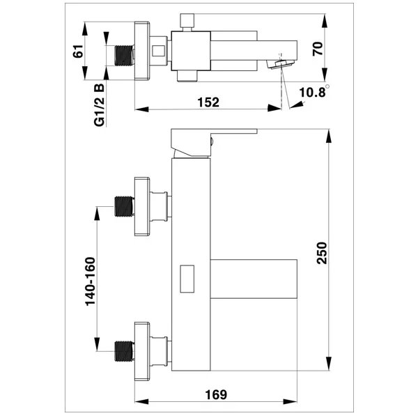 Herz baterija Elite Black SQ Q30B za kadu, crna 00360B
