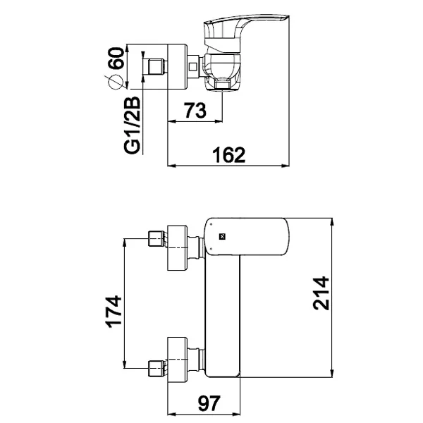Herz baterija Elite E40 za tuš kadu 00485