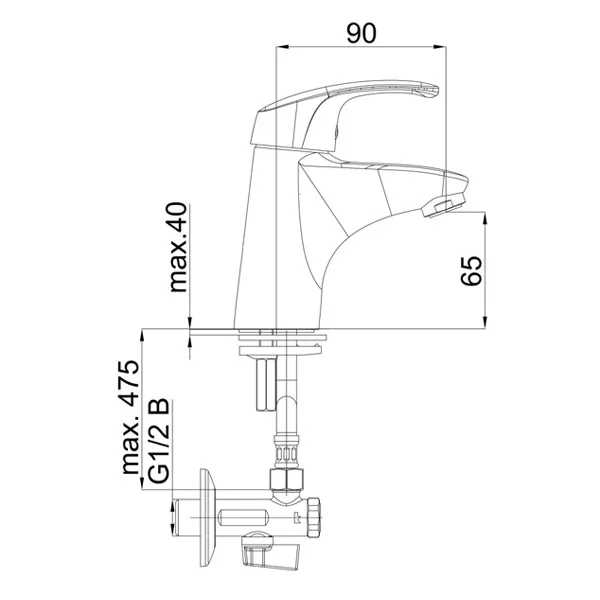 Herz baterija Project M10 za umivaonik, ugaoni ventil 00025