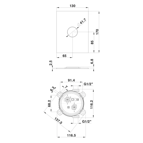 Herz baterija SQ Black Q90B za kadu, crna 00361B
