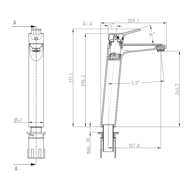 Herz baterija Lino L12 za umivaonik 00096H