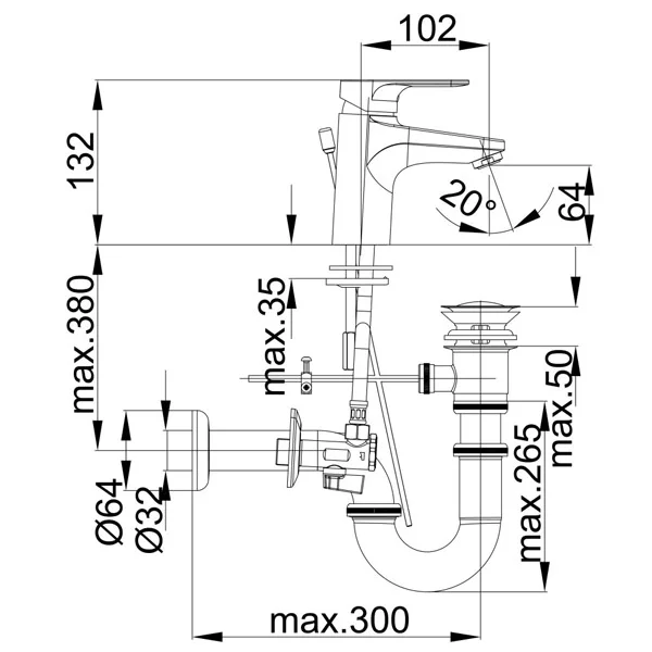 Herz baterija Infinity I10 za umivaonik, pileta, sifon, ugaoni ventili 00001