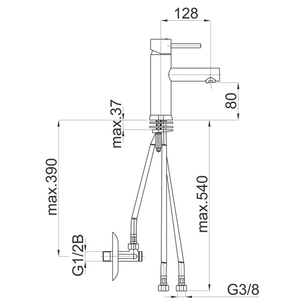 Herz baterija Fresh F11 za umivaonik, 3 cevi, ugaoni ventil 01035