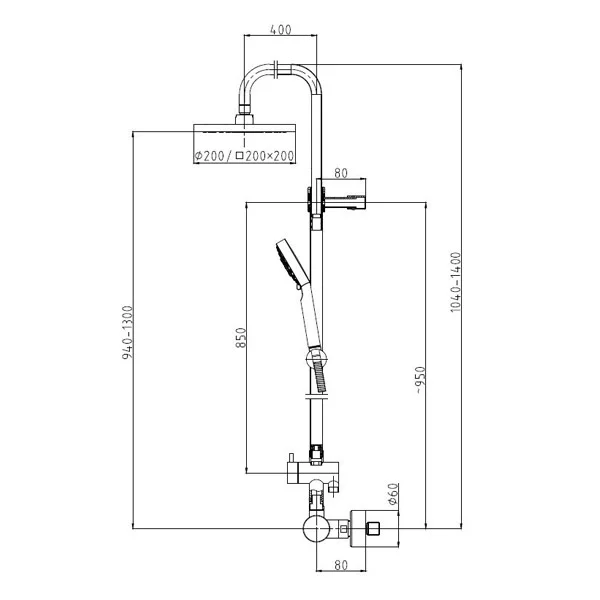 Herz tuš sistem Fresh F150, termostatski 00443