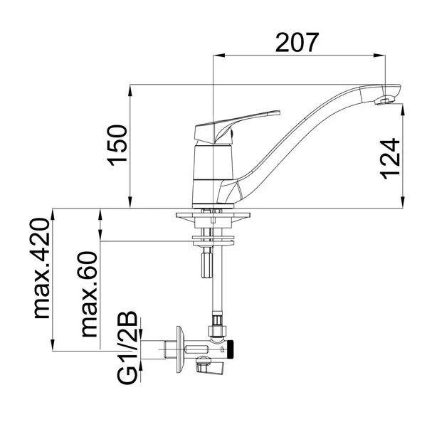 Herz baterija Project M20 za sudoperu, ugaoni ventil 00184