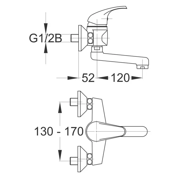 Herz baterija Simpaty S22 za kuhinju, zidna, izliv 120mm 00282