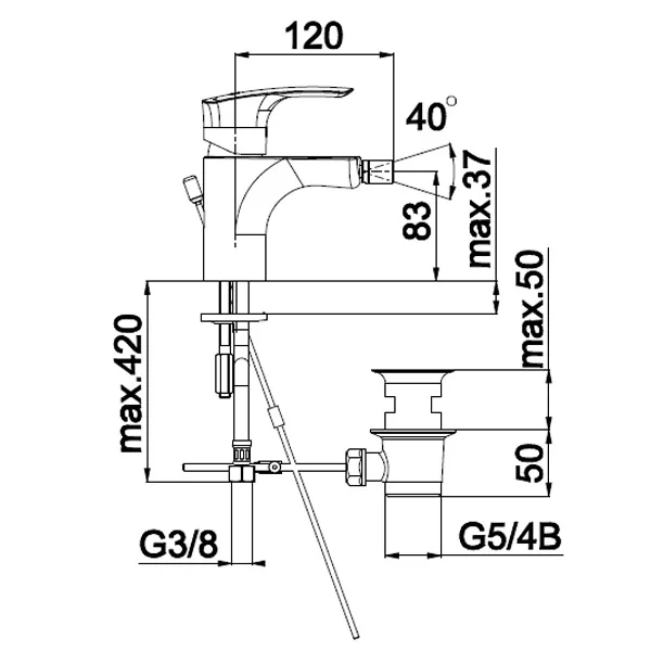 Herz baterija Elite E50 za bide, pileta 00586