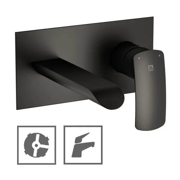 Herz baterija Elite Black E80B za umivaonik, uzidna, crna 00080B