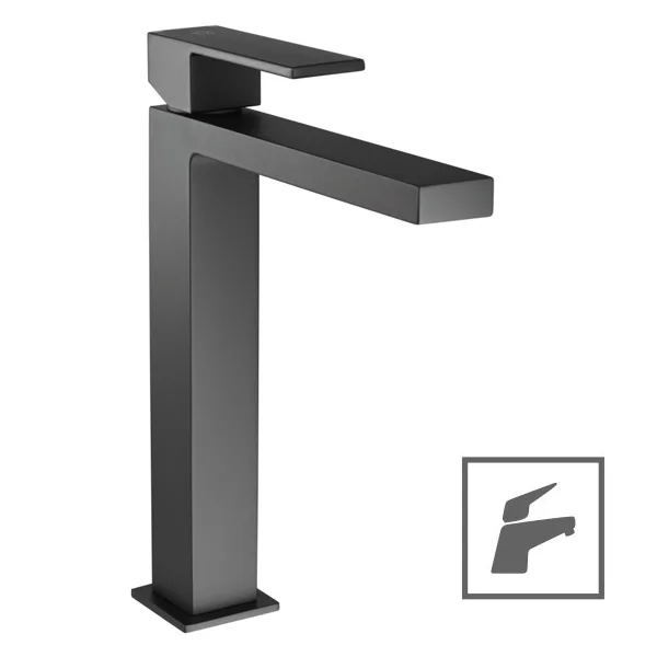 Herz baterija SQ Black Q12B za umivaonik, crna, visoka 00058B