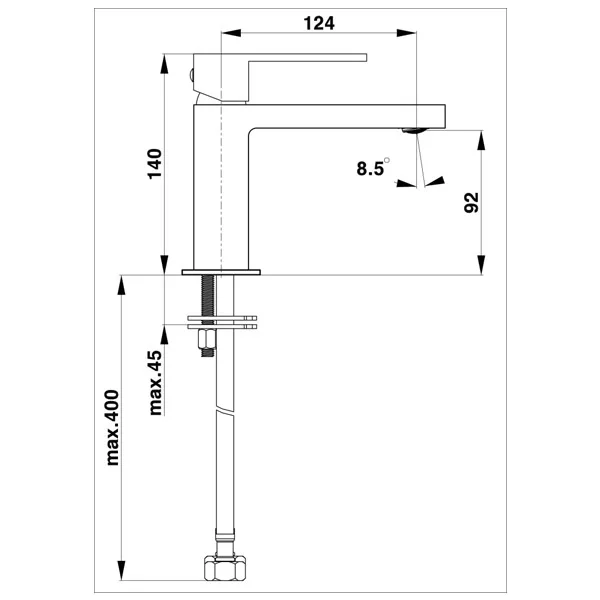 Herz baterija SQ Black Q11B za umivaonik, crna 00057B
