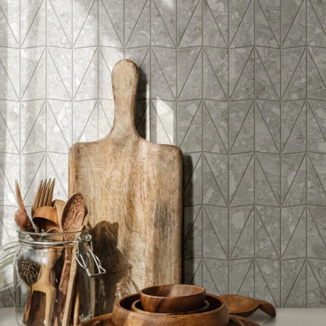 Ceppo Bianco Mosaico Triangoli RT 29x39 RCZV