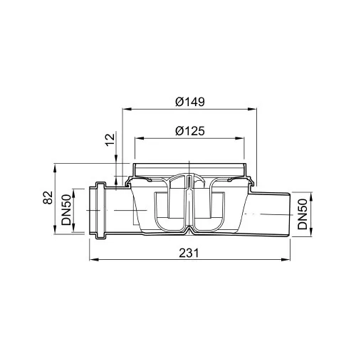 Aco 2505.00.15 easyflow flatline telo plastičnog podnog protočnog slivnika