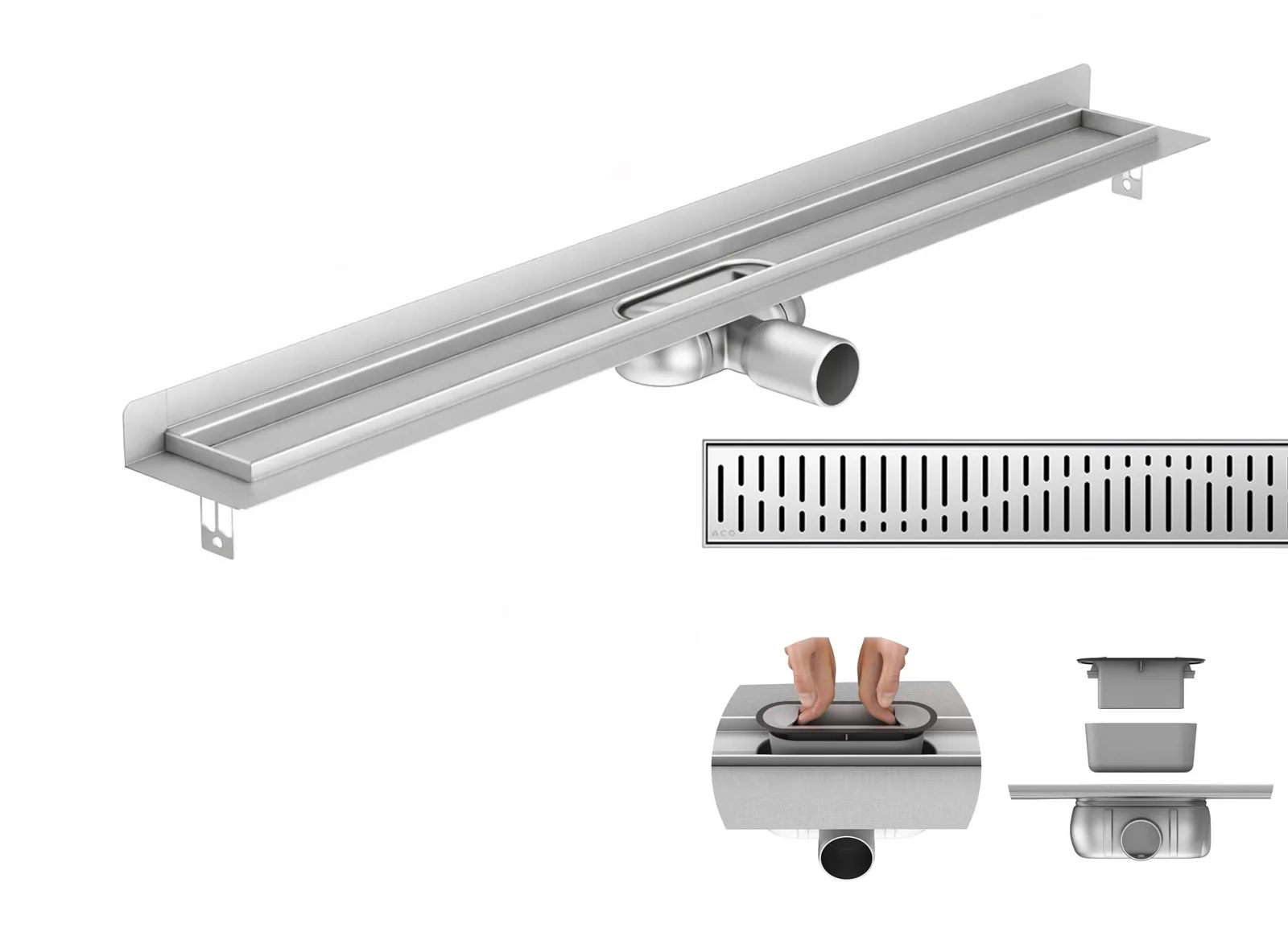 Aco kanalica za tuš kabinu montaža do zida dužine 885mm 9010.88.45