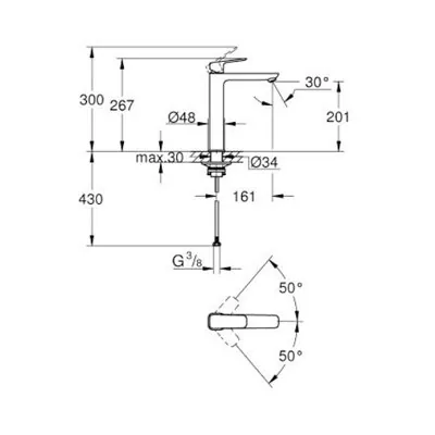 Grohe Cubeo Slavina Za Umivaonik XL Veličina Sa Podsklopom Matt Black 1017292430