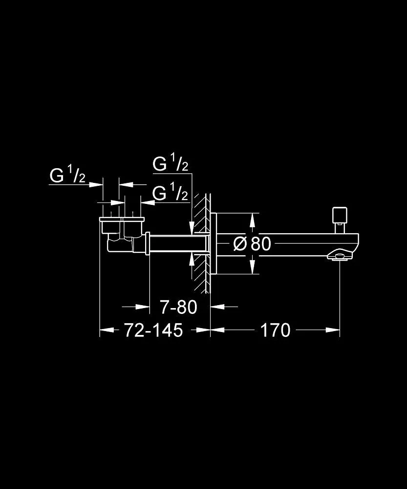 Grohe Eurosmart Cosmopolitan izliv za kadu 17 cm sa prebacivačem 13262000