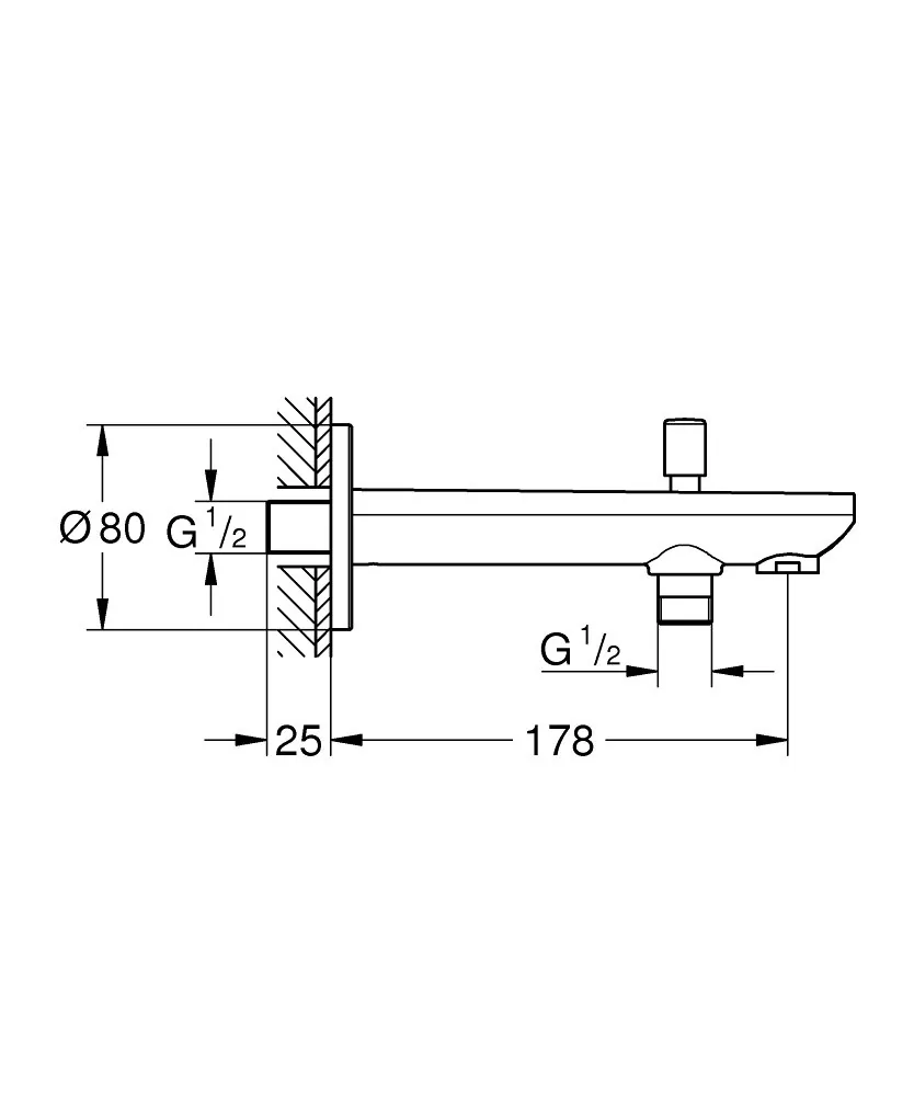 Grohe Baucontemporary izliv za kadu sa prebacivačem 13390000