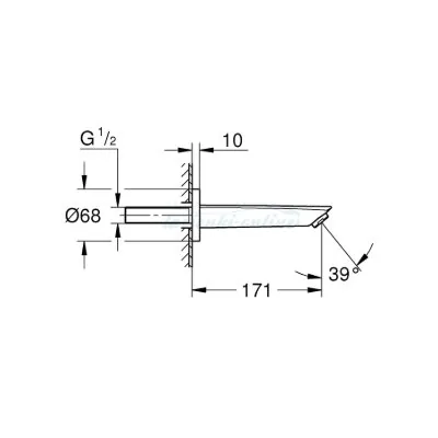 Grohe Eurosmart izliv za kadu 171 mm matt black 134482433