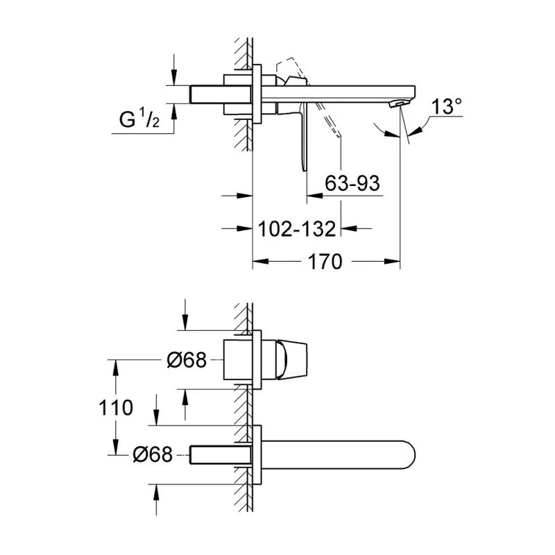 Grohe Eurosmart Cosmpolitan Zidna Za Umivaonik 19381000