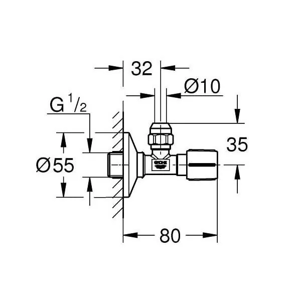 GROHE UGAONI - EK VENTIL  1/2"X 3/8"