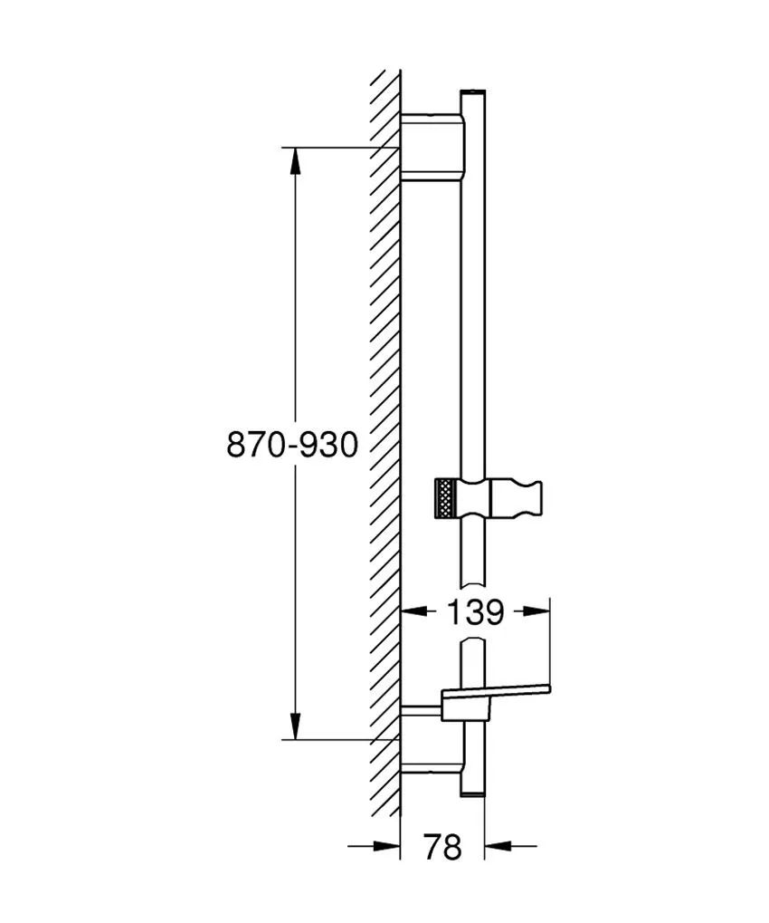Grohe Smartactive klizna šipka sa tacnom 90cm phantom black 22125kf0