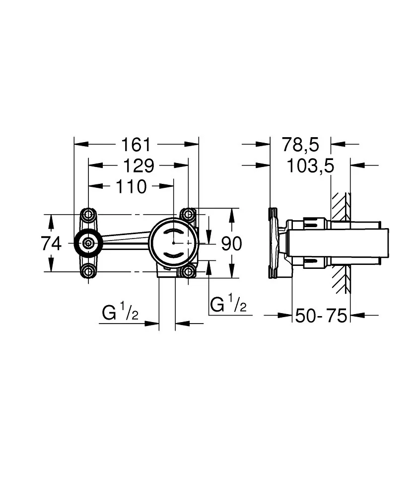 Grohe Ugradno Tela Za Bateriju Za Umivaonik Iz Zida 23429000
