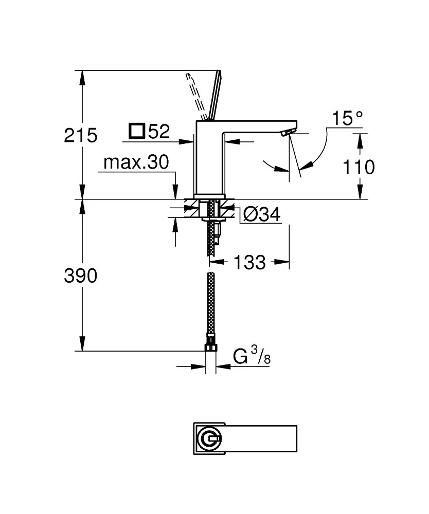 Grohe Eurocube Joy Slavina Za Umivaonik M Veličina 23658000