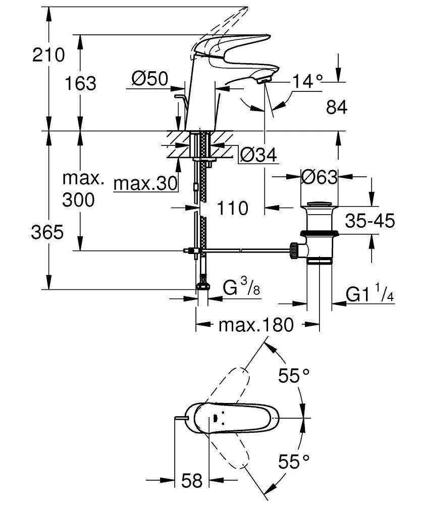 Grohe Eurostyle Cosmopolitan Za Umivaonik Bela Puna Rucka S Veličina 23707LS3