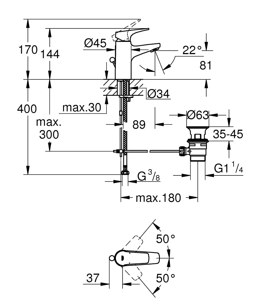 Grohe Bauflow Za Umivaonik S- Sa Podsklopom 23751000