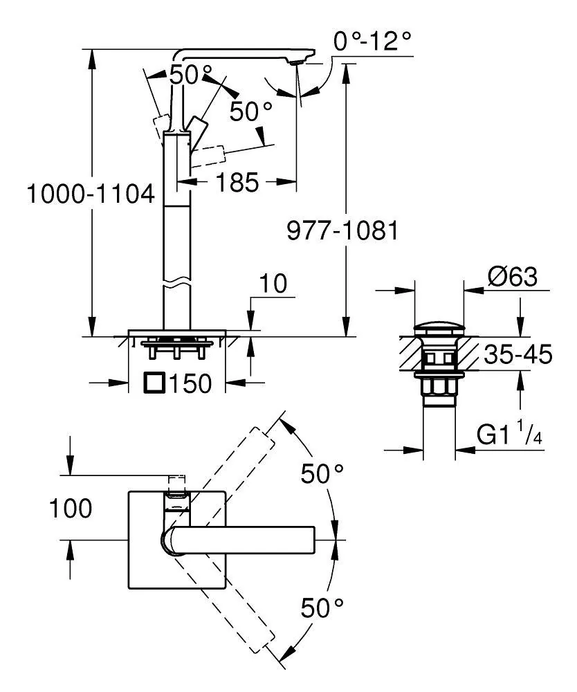 Grohe Allure stojeća iz poda za umivaonik 23856001