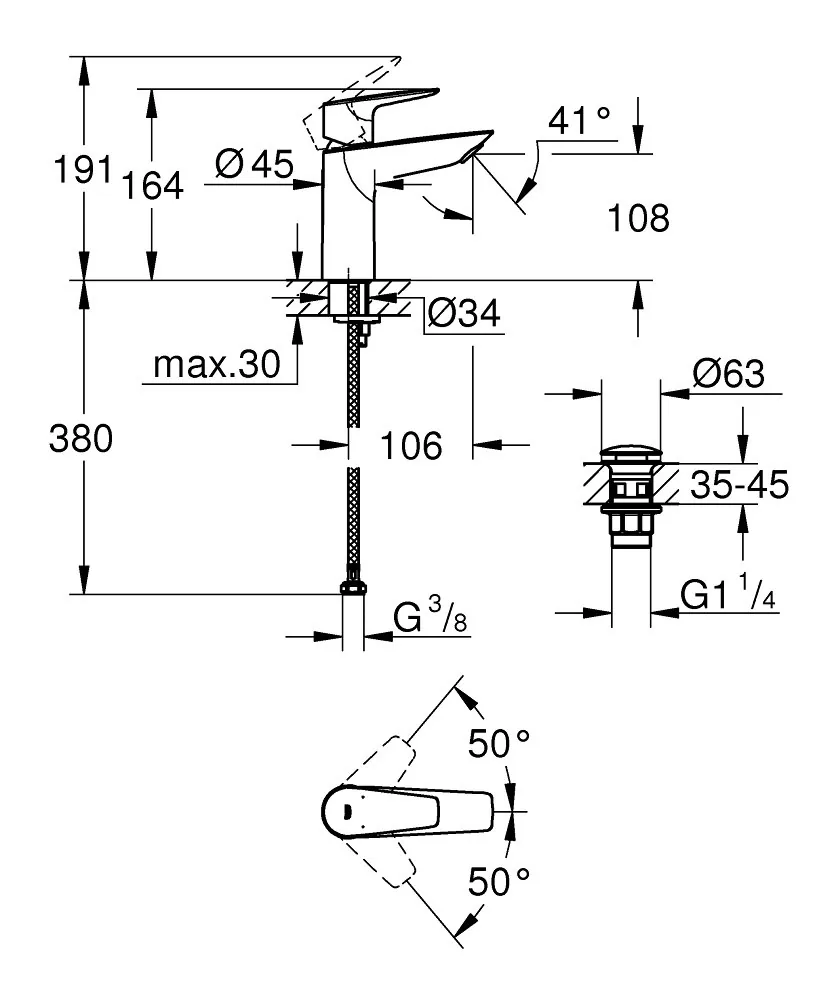 Grohe Bauedge Za Umivaonik M 23901001