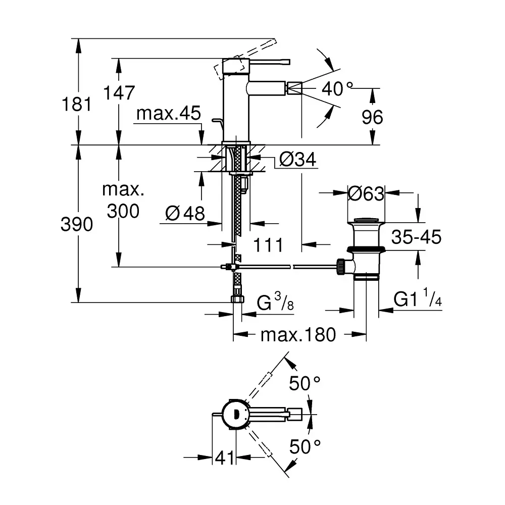 Grohe Essence Slavina Za Bide S Velicina Hard Graphite 24178A01