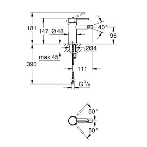 Grohe Essence Slavina Za Bide S Veličina Bez Podsklopa Phantom Black 24395KF1