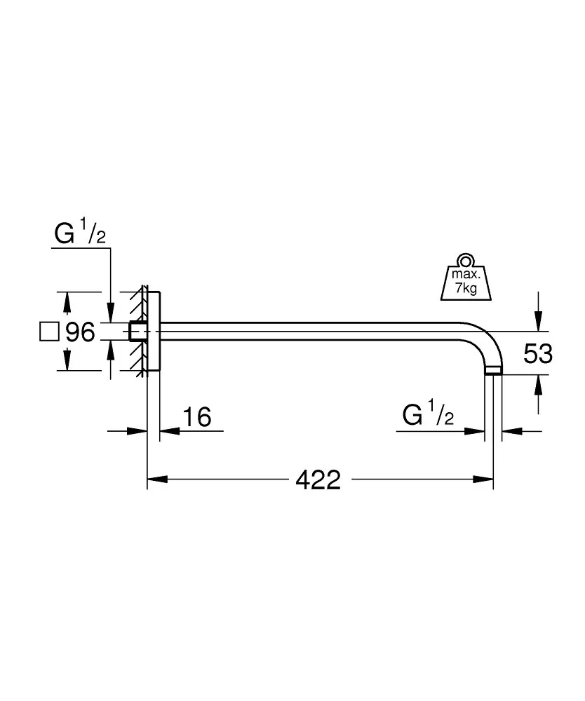 Grohe zidni nosač tuš ruže 422mm 26145000