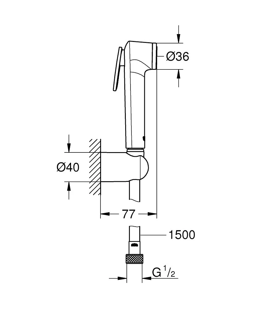 Grohe Tempesta-f higijenski tuš set crevo držač ručica 26353000