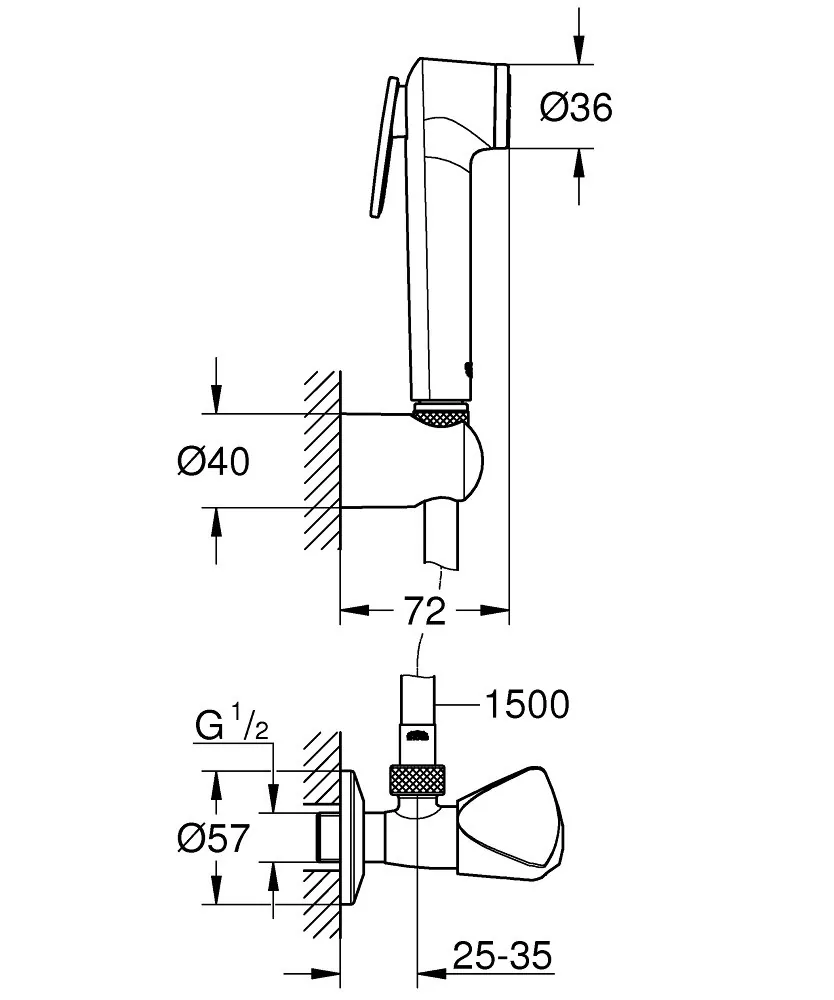 Grohe Tempesta-f higijenski tuš set ventil crevo držač ručica 26357000