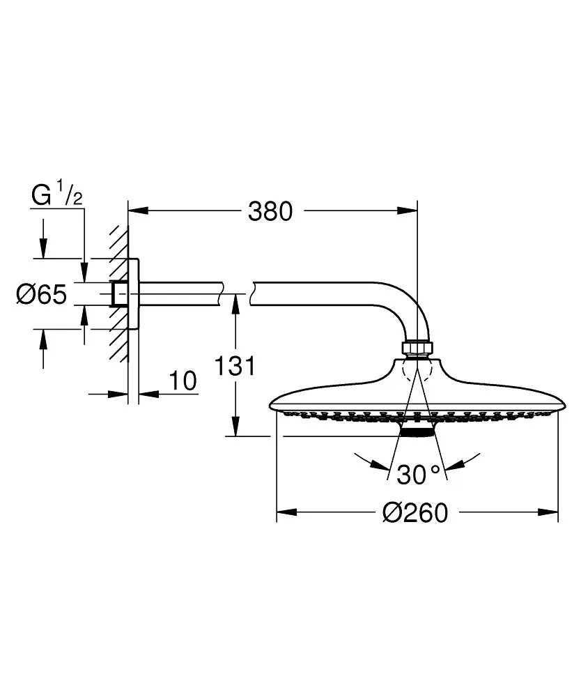 Grohe Euphoria fi 260 tuš ruža sa držačem od 380 mm 26459000