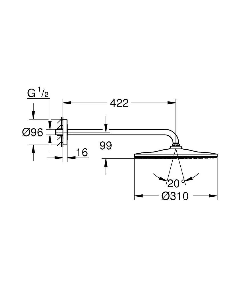 Grohe Rainshower mono 310 ruža sa nosačem set 26557000