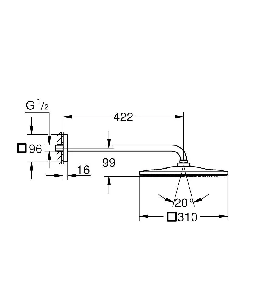 Grohe Rainshower mono 310 Cube ruža sa nosačem set 26563000
