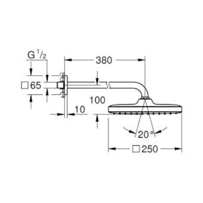Grohe Tempesta 250 Cube tuš ruža set sa nosačem 380mm matt black 266872430