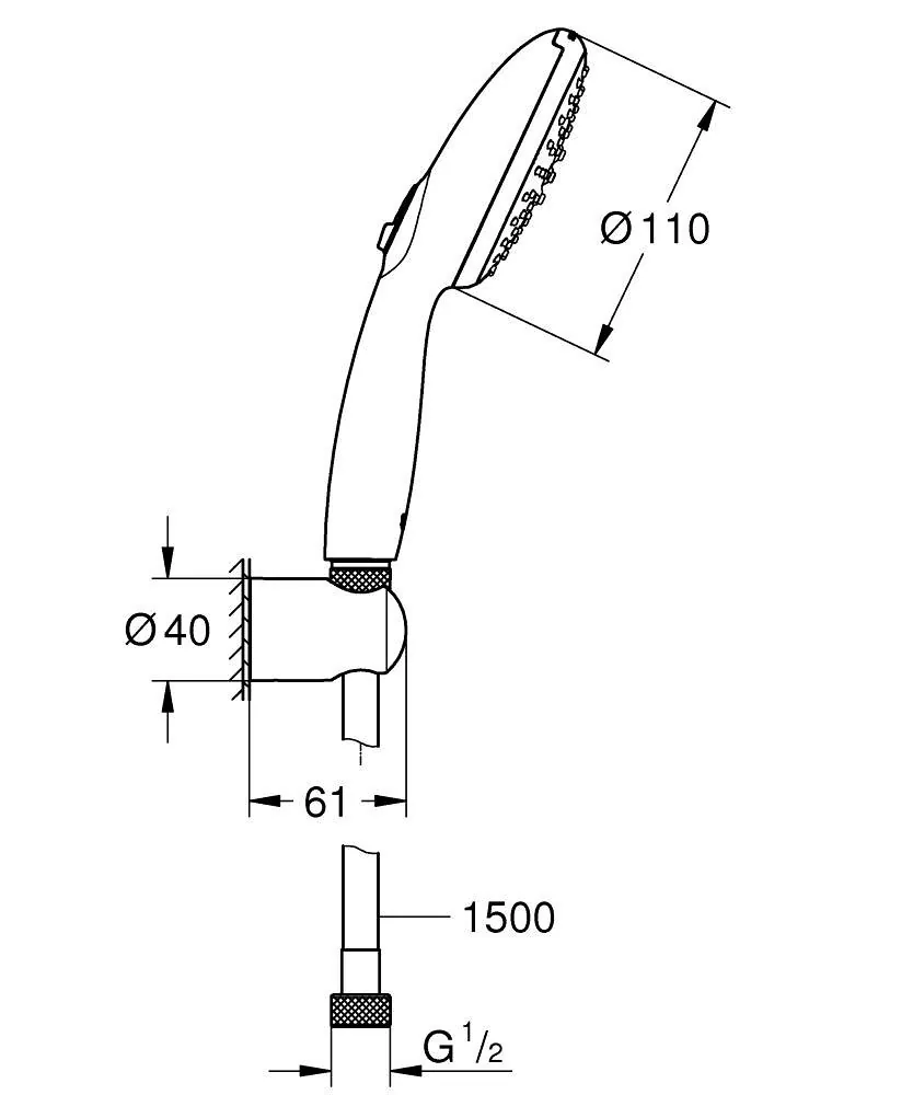 Grohe Tempesta 110 tuš set sa zidnim držačem 2 mlaza 6,4l/min 26919003