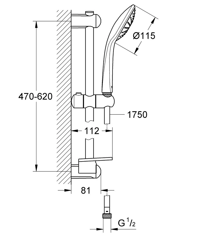 Grohe Euphoria 110 mono klizna šipka set 27266001
