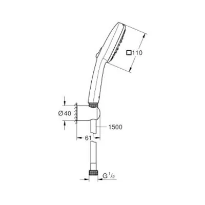 Grohe Tempesta Cube 110 tuš set 3 mlaza sa držačem i crevom matt black 275882433