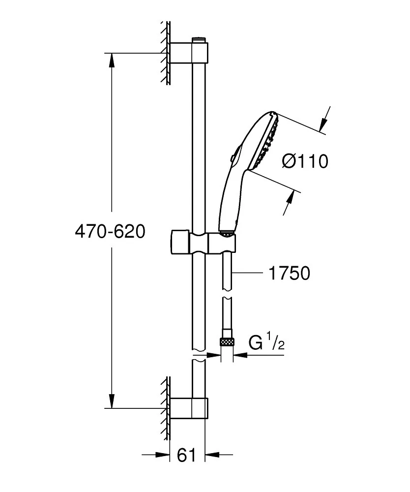 Grohe Tempesta 110 klizna šipka set 60cm 2 mlaza 27598003