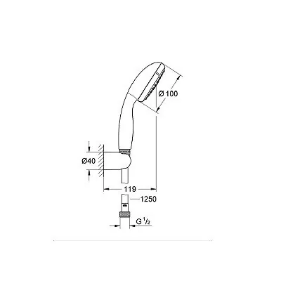 Grohe Tempesta 100 ii tuš set tuš ručica drza i t.crevo od 1250 mm 27799001