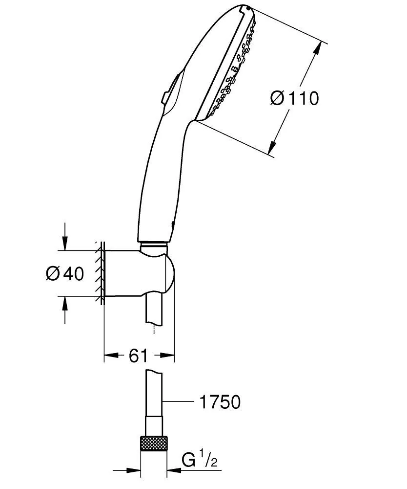Grohe Tempesta 110 tuš ručica set sa držačem i crevom 1750mm 3 mlaza 27849003
