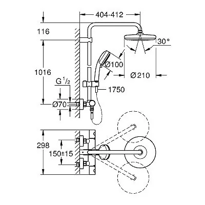 Grohe Tempesta Cosmopolitan 210 Usponski Tuš Sa Termostatskom Slavinom 27922001