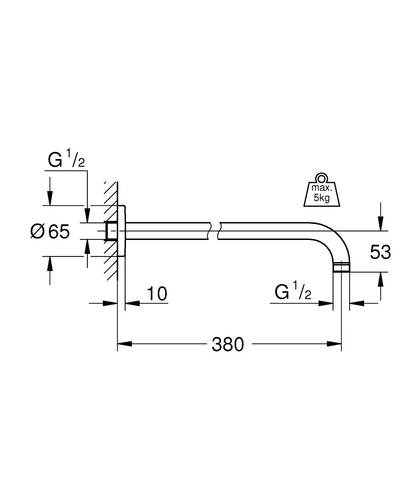Grohe Rainshower nosač tuš ruže 380mm 28361000