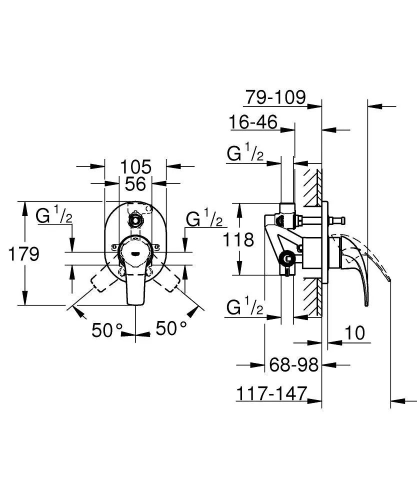 Grohe Baucurve Mešač Sa Prebacivačem I Ugradnim Delom 29043000