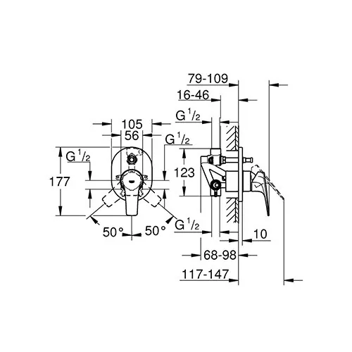 Grohe Bauflow Mešač Sa Prebacivačem I Ugradnim Telom 29045000